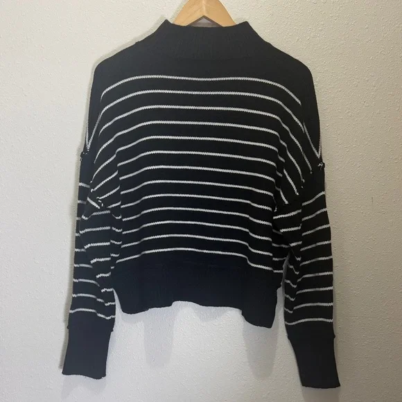 The Work Shop Black and White Striped Sweater, Size L - Picture 3 of 3